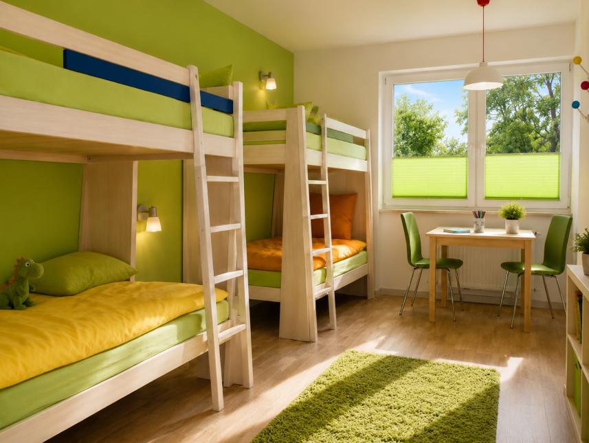 Zu viert auf dem Zimmer mit eigenem Bad