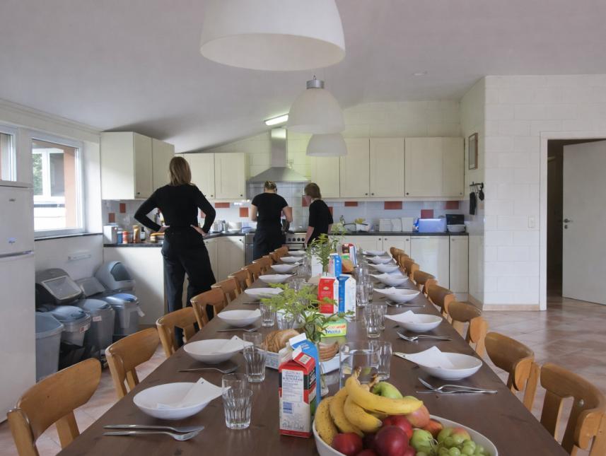 Wohnzimmer mit offener Küche