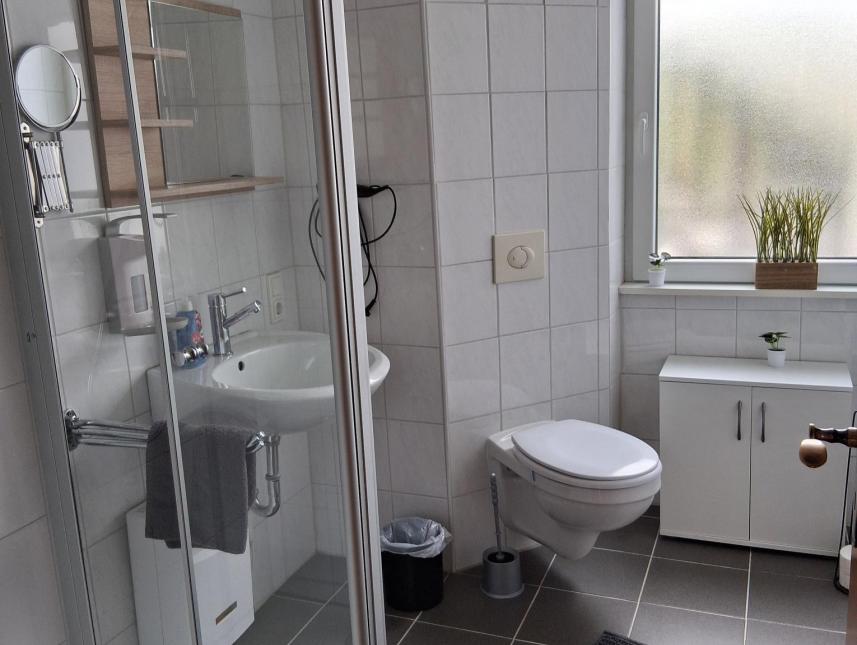 Dusche, WC, Waschbecken