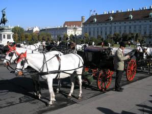 Fiaker mit Kutschern am Heldenplatz