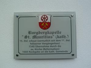 Schild Burgbergkapelle "St. Mauritius"