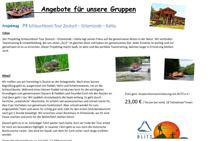 Schlauchboot oder Floßtouren