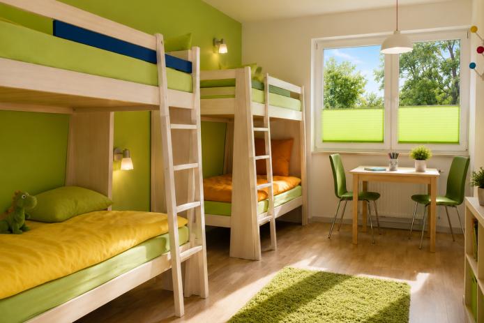 Zu viert auf dem Zimmer mit eigenem Bad