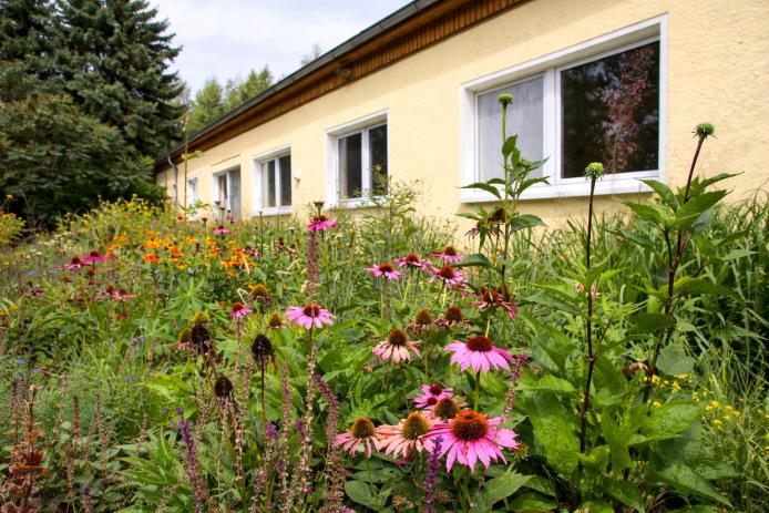 Seitenansicht des Gästehauses, ideal für Gruppen.