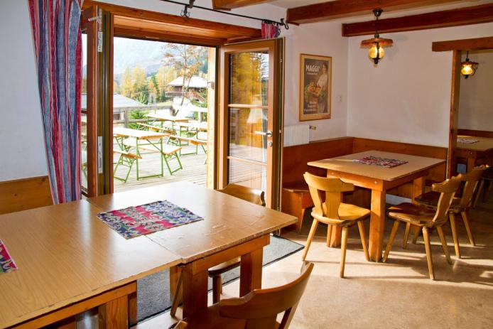 Selbstversorger Hütte Berghof am Hochkönig - Speiseraum + Terasse