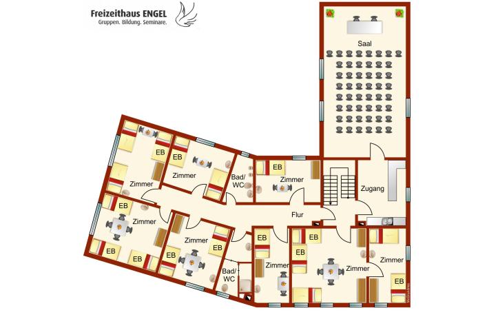 Plan Obergeschoss (ET= Etagenbett)