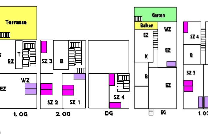 Zimmeraufteilung beider Häuser
