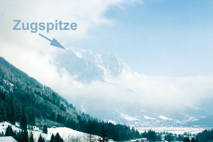 Blick zur Zugspitze im Winter