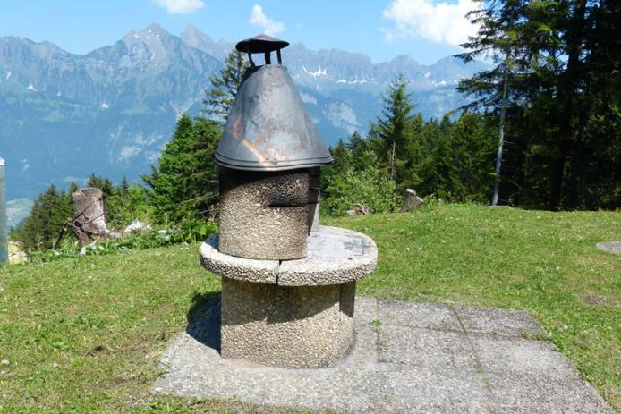 kleine Wiese mit Grill am Haus