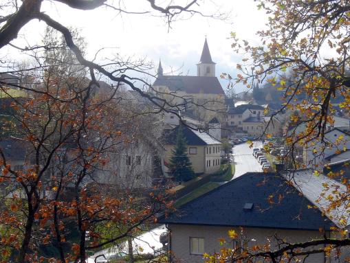 Blick vom Steingfels zum Ortszentrum