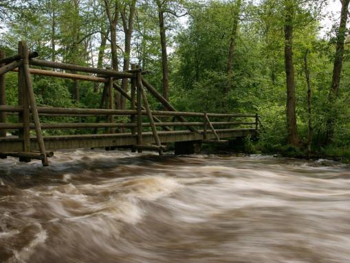 Holzbrücke über der Eger im Wellerthal (zwischen dem Ortsteil Silberbach und dem Ort Neuhaus)