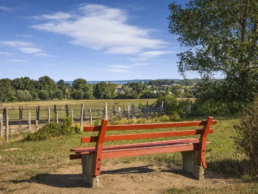 Blick über die Wiesen bei Boiensdorf direkt auf das Salzhaff