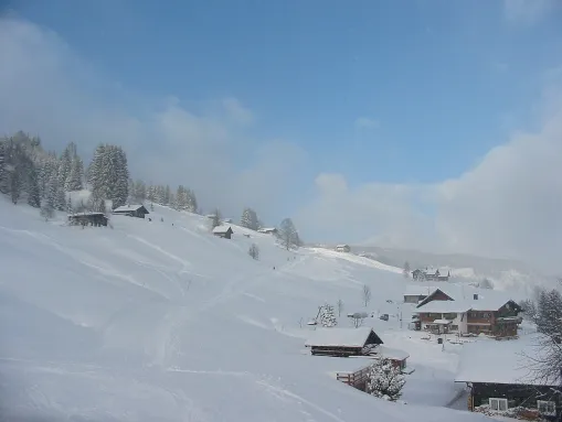 Blick auf Oberhirschegg im Winter