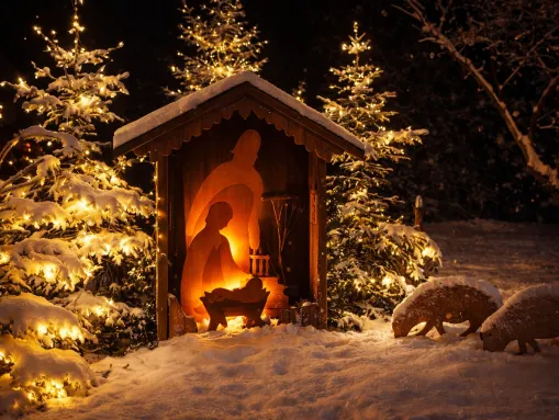 Weihnachtskrippe vor dem Hotel Waldblick