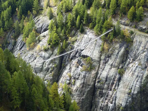 Wysswasser-Schlucht: Die Aspi-Titter-Brücke oberhalb von Fieschertal