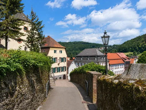 Abstieg vom Burgberg hinab in die Altstadt von Lindenfels 