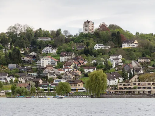 Blick auf Mannenbach und Schloss Salenstein