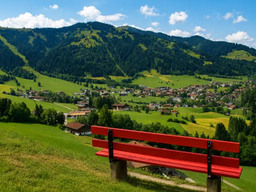 Panoramablick auf Niederau, das erste große Kirchdorf am Taleingang
