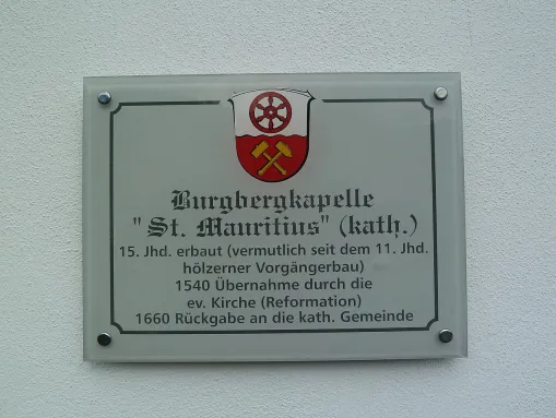 Schild Burgbergkapelle "St. Mauritius"